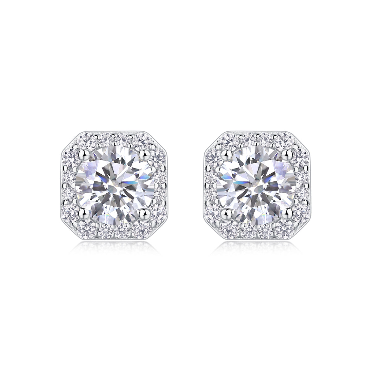 Fashion Diamond Earrings Stud Set With Moissanite Diamond Silver Ornaments