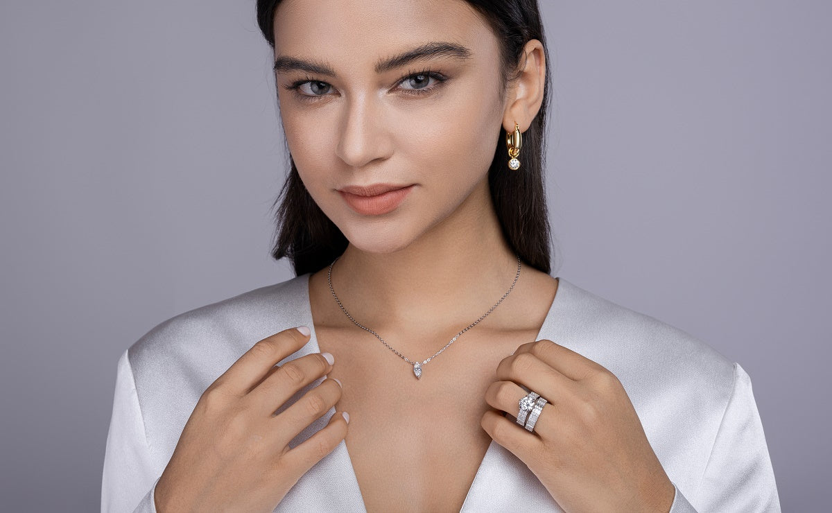 Fashionable And Luxurious Jewelry Piece Set With 3-carat Moissanite S925 Sterling Silver And Platinum-plated Diamond