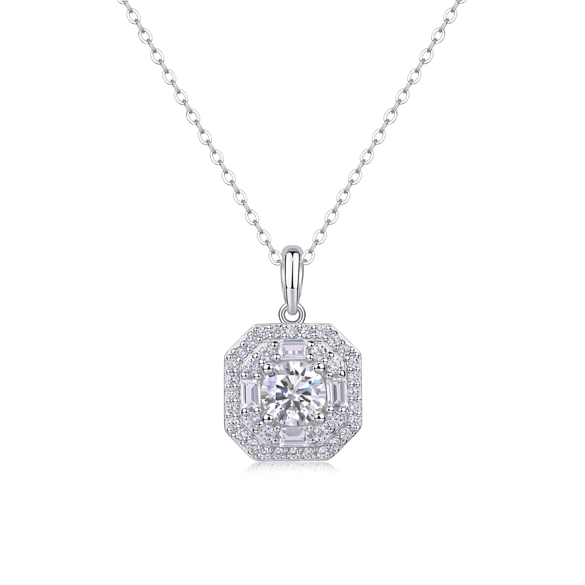 Fashion Diamond Pendant Necklace Set With Moissanite Diamond Silver Ornaments